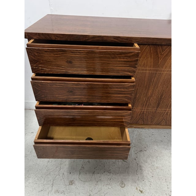 Brown Scandinavian Sideboard in Veneered Wood with Iron Legs For Sale - Image 8 of 18