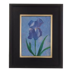 Blue Iris by Anita Blythe – Original Oil Painting, Palette Knife Floral – 9 X 12