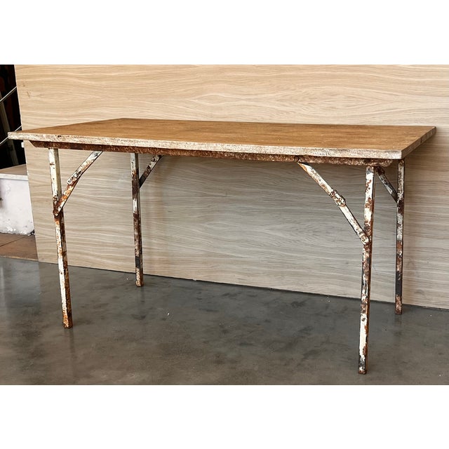 Folding table for outdoor use with structure made of lacquered die-cast iron finished ( not real oxide ) Price per pair...