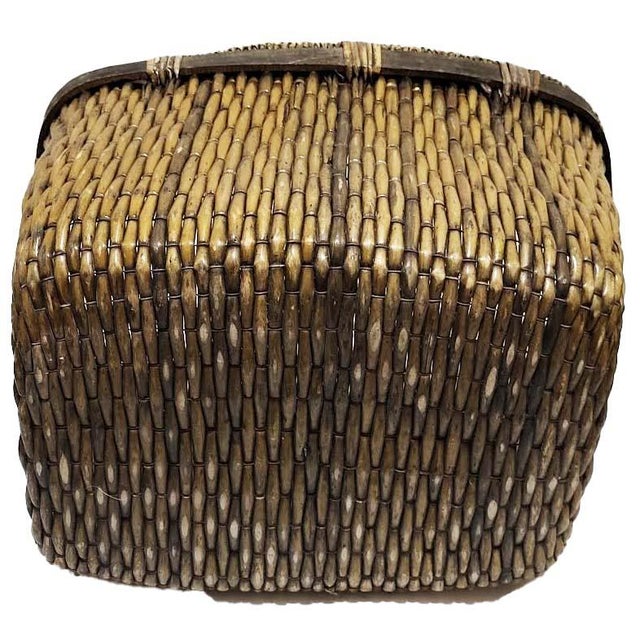 Large Rustic Woven Rattan Market Basket With Handles For Sale In Las Vegas - Image 6 of 7