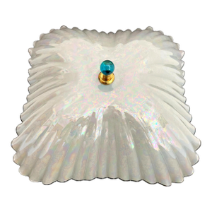 Opalescent Fluted Glass Shell Flush Light