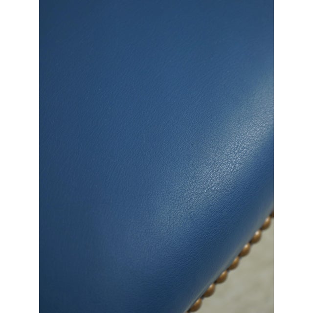 Blue Eagle Carved Arm Blue Leather Armchair For Sale - Image 8 of 18
