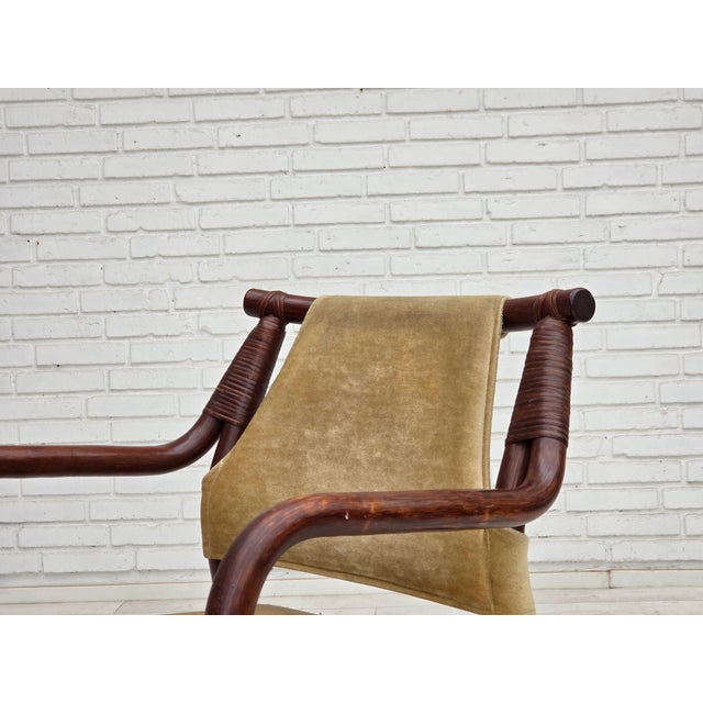Scandinavian Armchairs with Furniture Velour and Bamboo, 1980s, Set of 2 For Sale - Image 17 of 18