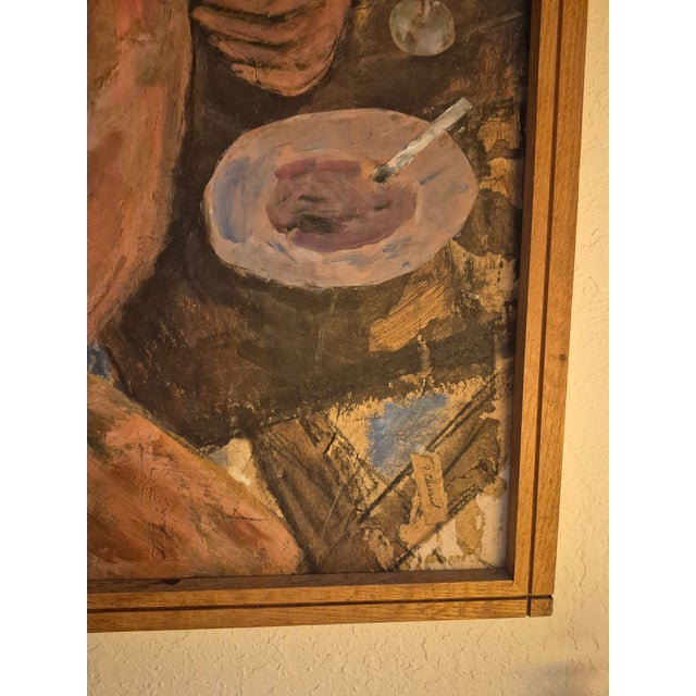 Plastic 1960s Modernist Painting of Figures in a Room Titled Party Time For Sale - Image 7 of 9