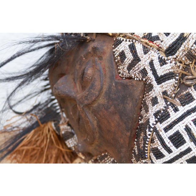 Brown Cowry Shell Kuba Lele African Mask For Sale - Image 8 of 10