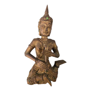 Set of 8 Vintage Thai/Burmese Gilt Wood Carved Figures