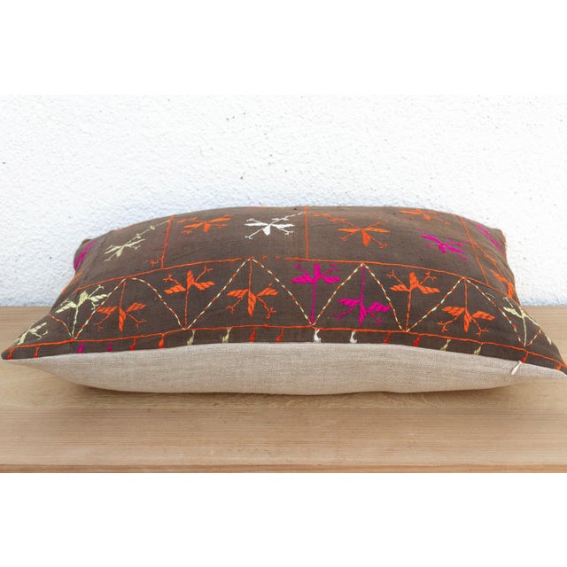 Juna Star, Antique Phulkari Lumbar Pillow Cover For Sale - Image 4 of 6