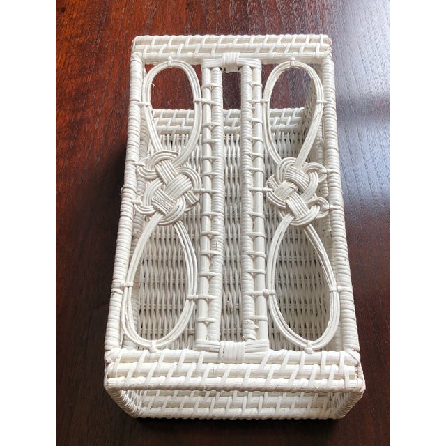 Vintage White Wicker Tissue Box Holder For Sale - Image 12 of 13