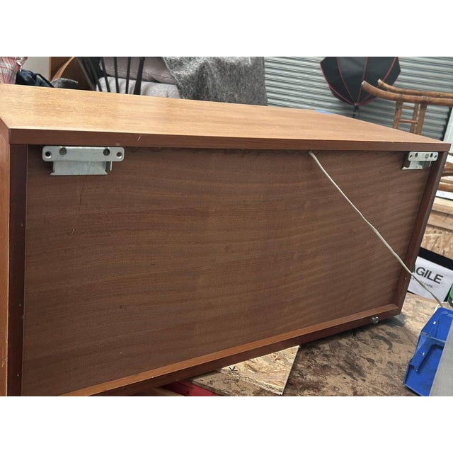 Mid-Century Wall-Mounted Illuminated Drop-Front Desk Cabinet by Beaver & Tapley For Sale - Image 9 of 12