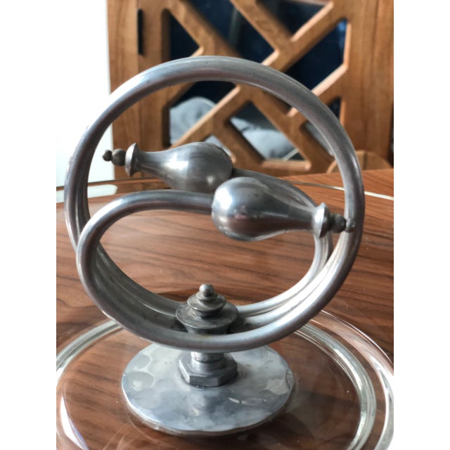 1930s Art Deco Cheese Tray Glass & Aluminum For Sale - Image 9 of 9