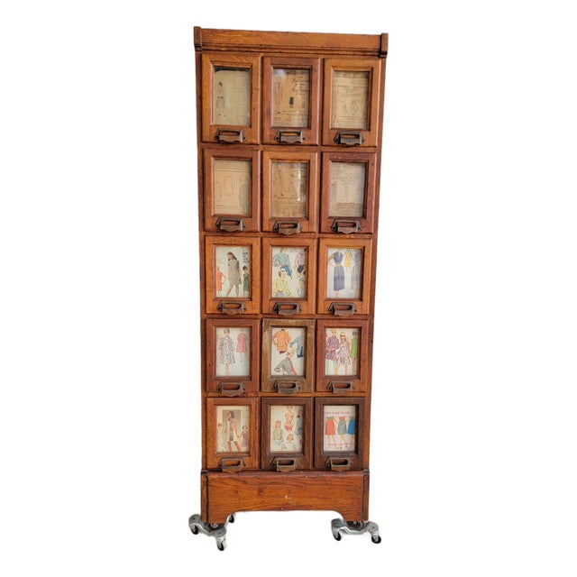 Antique Pattern File Cabinet Early 20th Century American Tiger Oak For Sale