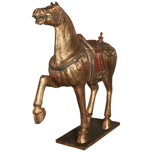 Mid-19th Century Carved and Painted Wooden Tang Dynasty Horse, 1850s For Sale - Image 12 of 12