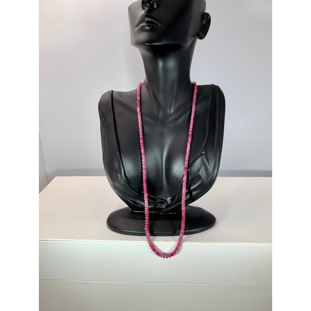 Natural 140 Carat Natural Ruby Bead Single Strand Necklace with Silver Clasp For Sale - Image 16 of 18