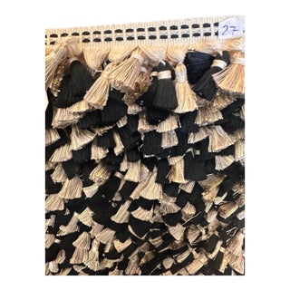 Black & Champagne Tassel Fringe Trim Designer Upholstery Drapery For Sale