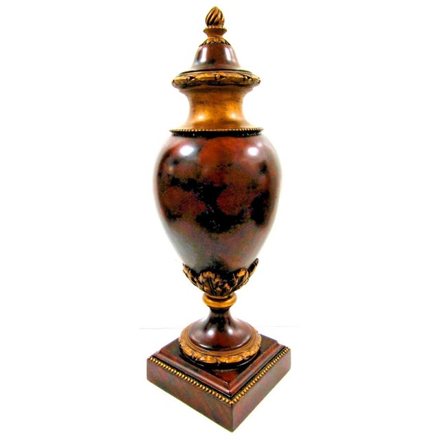 1980s Pair of Napoleon III Style Moroccan Burr Thoya Turned Wood Urns Attributed to Theodore Alexander For Sale - Image 13 of 14