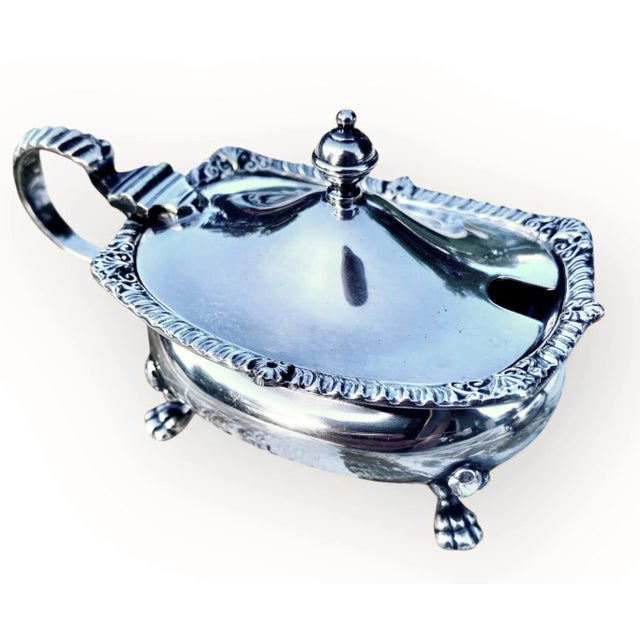 Metal 1920s Adie Bros LTD Birmingham Silver Plate Salt Cellars With Cobalt Glass Liners- Set of 2 For Sale - Image 7 of 14