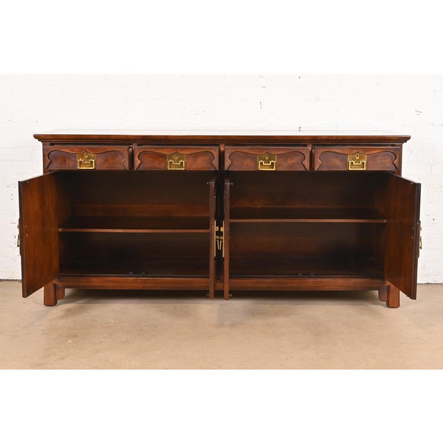 1970s Henredon Hollywood Regency Chinoiserie Walnut Sideboard Credenza, Circa 1970s For Sale - Image 5 of 12