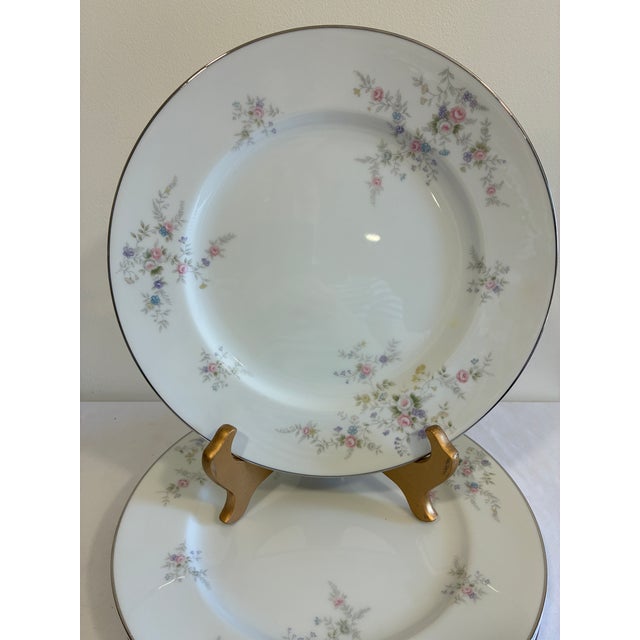 A charming vintage finds set of 4 dinner plates in the Cambric pattern from Wyndham Fine China, produced by Sango, Japan....