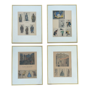 1980s Costume Design Framed Reproduction Prints - A Set of Four