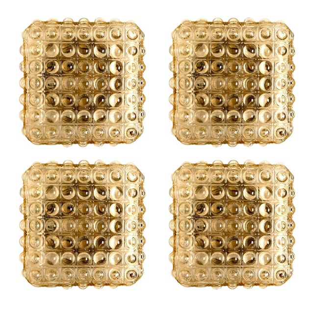 Square Shaped Bubble Glass Wall Lights by Glashütte for Limburg, 1970s, Set of 2 For Sale