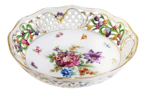 Empress Dresden Flowers Reticulated Bowl by Schumann - Bavaria