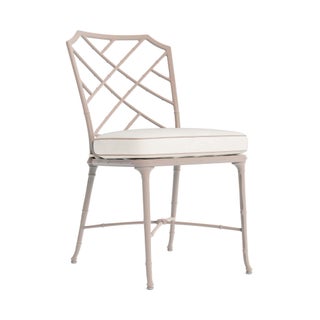 Brown Jordan Calcutta Side Chair in Blush with Sea Salt and Dusty Pink Welt Cushions For Sale