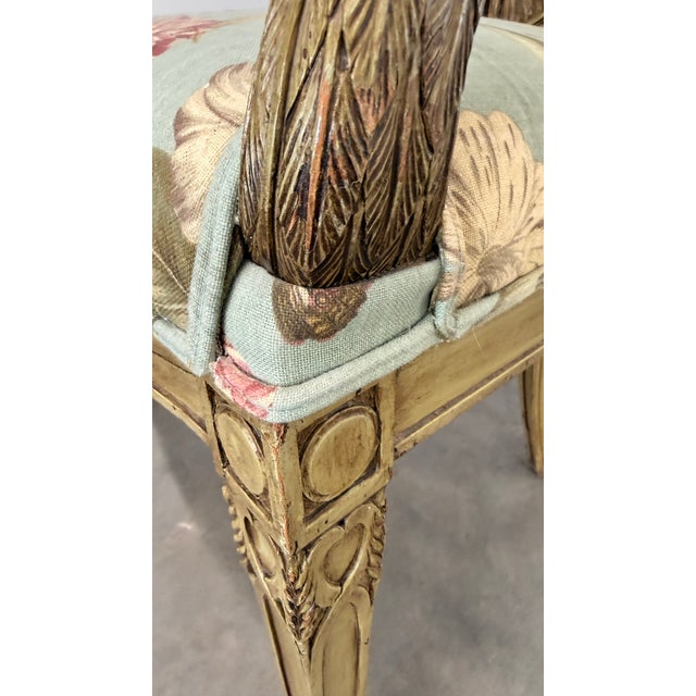 Vintage Italian Neoclassical Giltwood Bird Arm Chair With Botanical Floral Upholstery For Sale - Image 10 of 14