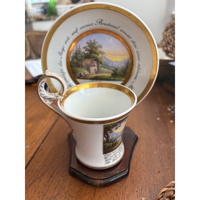 Bauhaus Antique KPM Teacup & Saucer With Landscape Circa 1826 For Sale - Image 3 of 7
