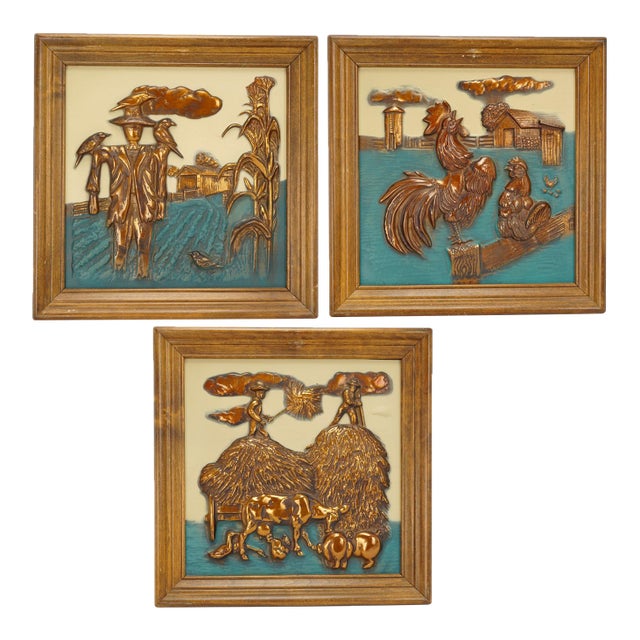 Three 1960's Farm 3d Wall Art Ideal Originals California For Sale