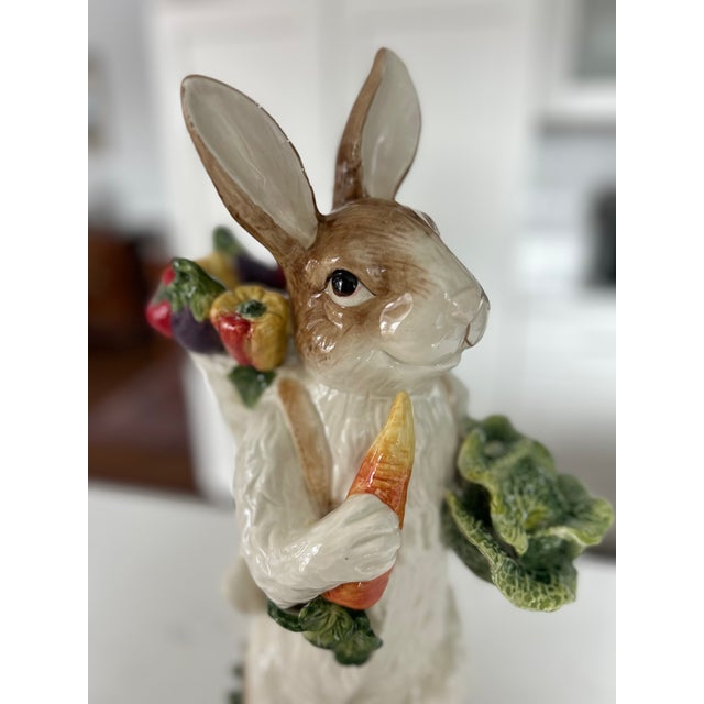 White Vintage Majolica Style Ceramic Spring Bunny Table Decor and Vase by Kaldun & Bogle For Sale - Image 8 of 11