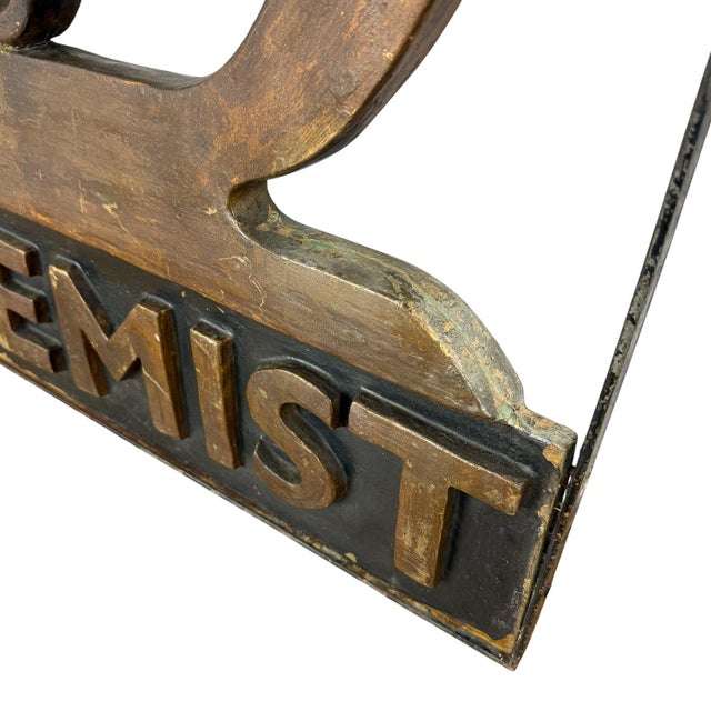 Vintage Chemist Shop Sign Apothecary Hanging Sign with Mortar and Pestle, 1950s For Sale - Image 14 of 17