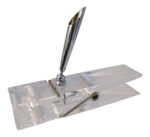 1970s Oversized Lucite Clothespin Pen & Paper Holder