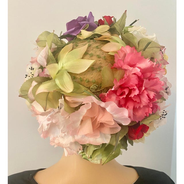 Christian Dior Mid 20th Century Vintage Dior Exquisite Silk Floral Chapeau For Sale - Image 4 of 11