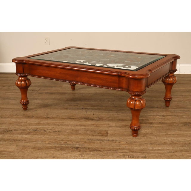 Ethan Allen Tuscany Glass Top Coffee Table With Iron Scroll Base For Sale - Image 9 of 18