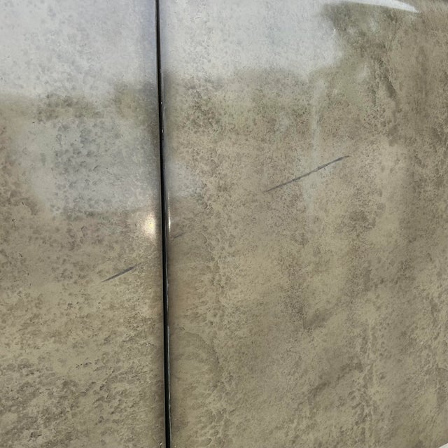 Faux Marble and Brushed Stainless Small Credenza Server Cabinet Post Modern 1980’s Karl Springer Style For Sale In Cleveland - Image 6 of 12