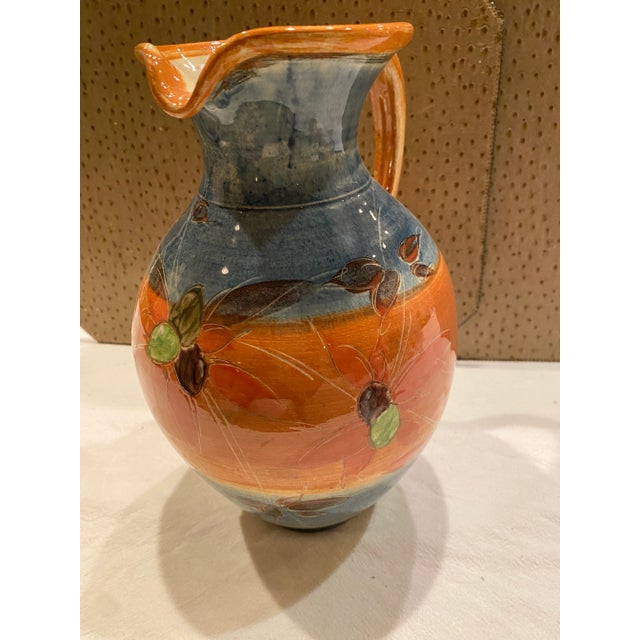 1980s French Provence Multi-Color Glazed Decorative Ceramic Pitcher For Sale - Image 10 of 10