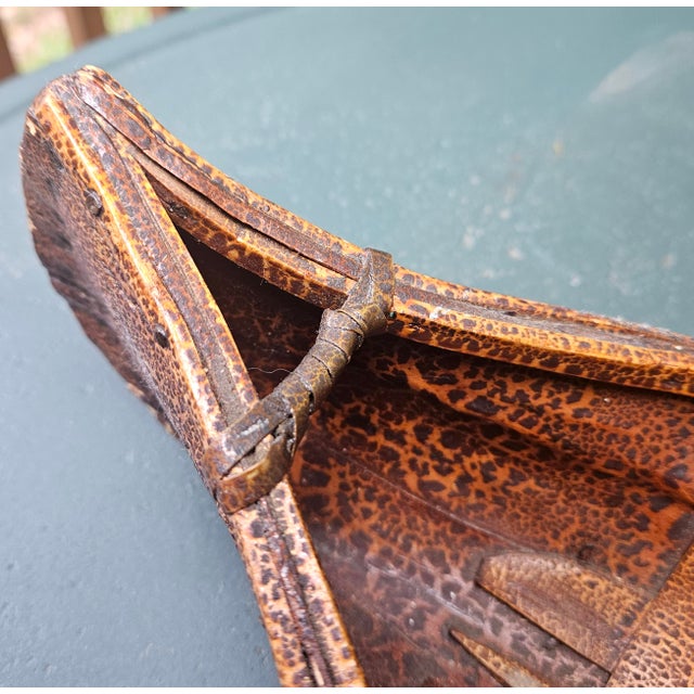Burnt Umber Stunning Early 1900 Large Birch Bark Canoe Model For Sale - Image 8 of 13