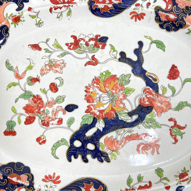 Mason's Ironstone Antique Mason's Patent Ironstone "Tree Peony" Serving Platter, Circa 1820s For Sale - Image 4 of 15