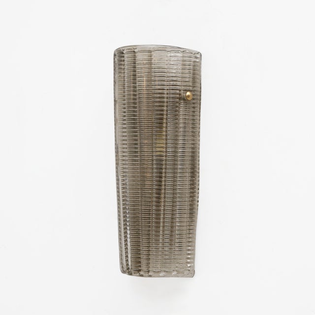 2000 - 2009 Murano Glass Wall Sconces Smoke Glass and Brass, Italy, 2000, Set of 2 For Sale - Image 5 of 10