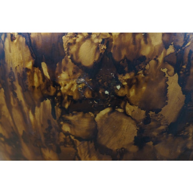 Late 20th Century Late 20th Century Adelina Mottled Marbled Gold Amber Brown Bulbous Vase Urn Centerpiece For Sale - Image 5 of 12