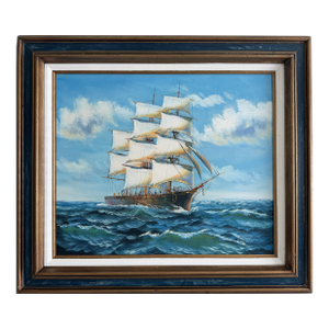 K. Dossi Original Sailing Ship Oil Painting, Nautical Seascape, Maritime Art