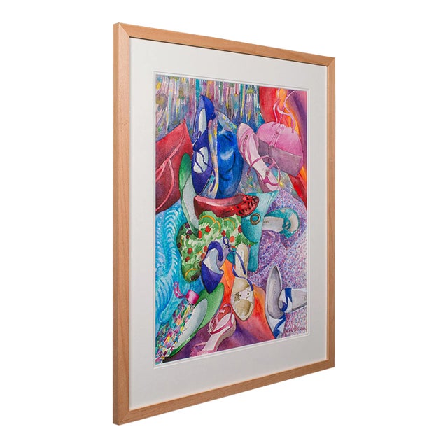 1990's Vintage Fashion Watercolour For Sale