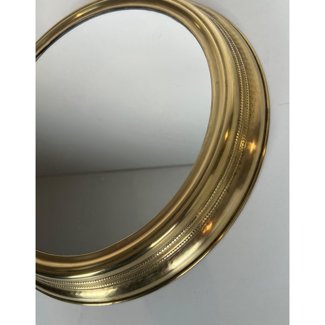 Large brass mirror representing a pocket watch. French work. Circa 1970 For Sale - Image 9 of 9