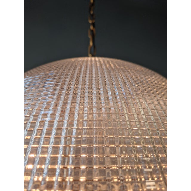 Art Deco Paris Street Lamp Style Prismatic Glass Globe Pendant Chandelier For Sale - Image 10 of 11