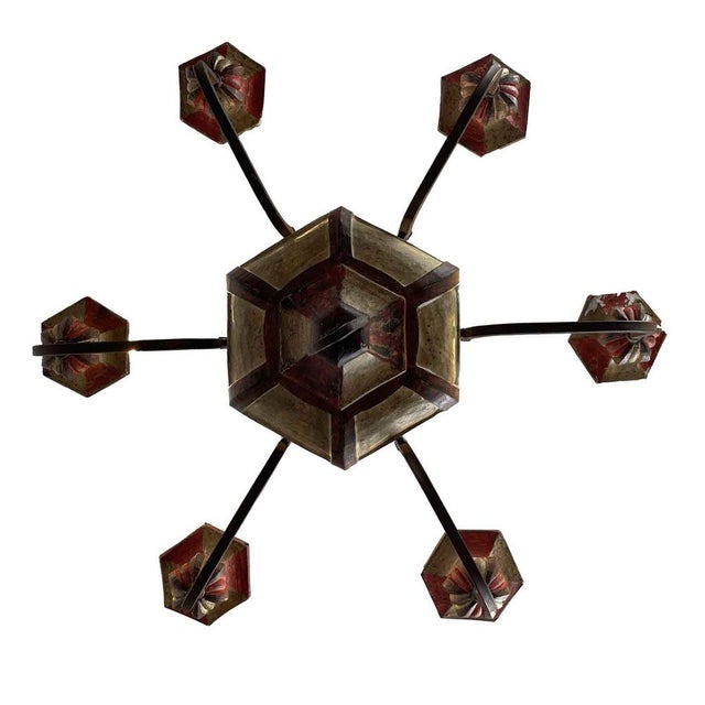 Lacquered Wood Chandelier, 1970s For Sale - Image 10 of 12
