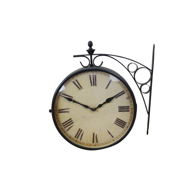 American Grand Central Station Double Sided Roman Numeral Railway Clock 16" For Sale - Image 3 of 15