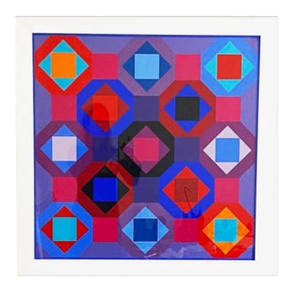 Original Victor Vasarely "Oc-Ta" Op Art Screenprint, Framed For Sale
