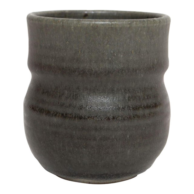 Petite Vintage Slate Glazed Studio Stoneware Bud Vase by Deanna Nichols For Sale