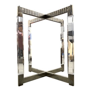 Charles Hollis Jones 'Metric Line' Dining Table Base, Nickel and Lucite, 1960s, Usa. For Sale