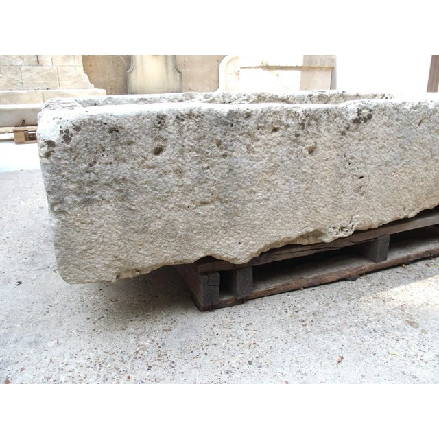 A Wide 18th Century Carved Limestone Trough From the South of France For Sale - Image 14 of 18